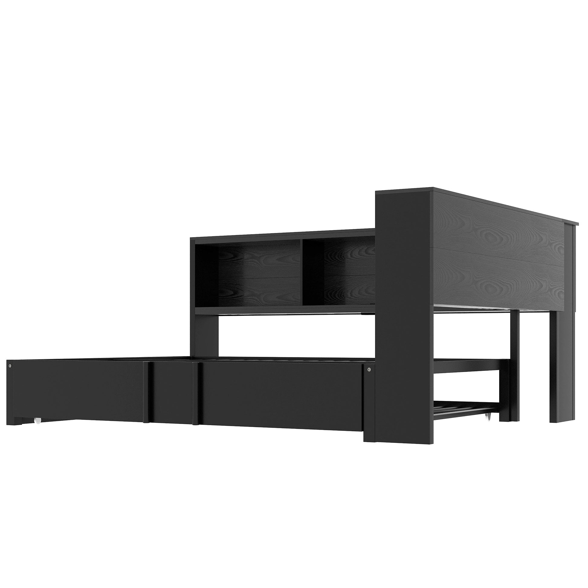 Metal Full Size Daybed With Trundle, Storage Cabinets And Usb Ports, Black Full Black Metal