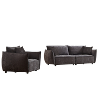 3 Seater 1 Seater Combo Sofa Modern Living Room Sofa, Linen Fabric Sofa, Wooden Frame With 3 Pillows, Apartment Sofa Furniture Black Chenille Wood Primary Living Space Pine Foam Fabric 4 Seat