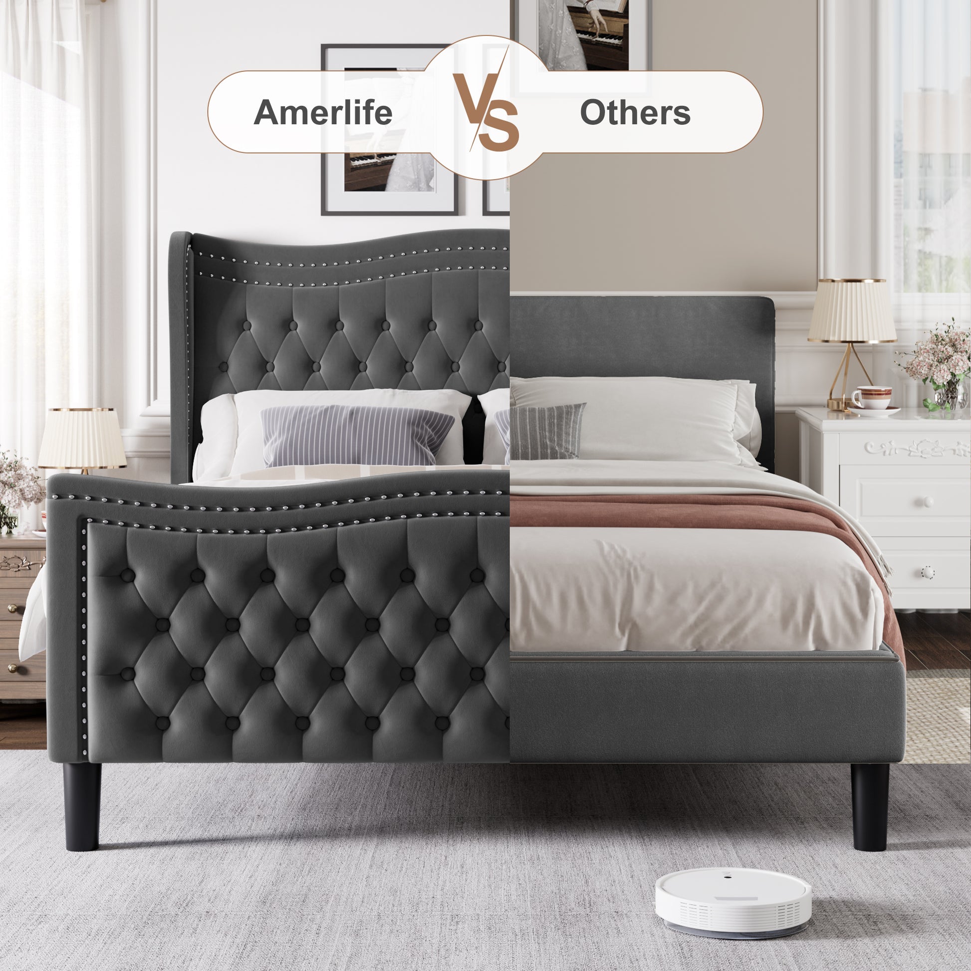 Lift Up Velvet Gray Full Size Bed Box Spring Not Required Full Gray Wood Light Brown Bedroom American Design Poplar Slat Beds Foam Velvet Upholstered