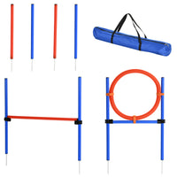 Pawhut Dog Agility Training Equipment With Easy 3 Piece Set, Dog Obstacle Course For Backyards Of Small Size, Includes Dog Hurdles, Weave Poles, Hoop Multicolor Plastic