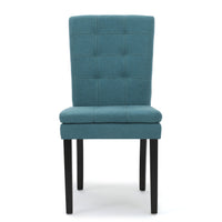 Dining Chair Aqua Blue Wood Fabric