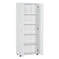 Storage Cabinet With Two Doors For Bathroom, Office, Adjustable Shelf, Mdf Board, White White Mdf