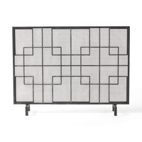 Fire Screen Black Silver Iron