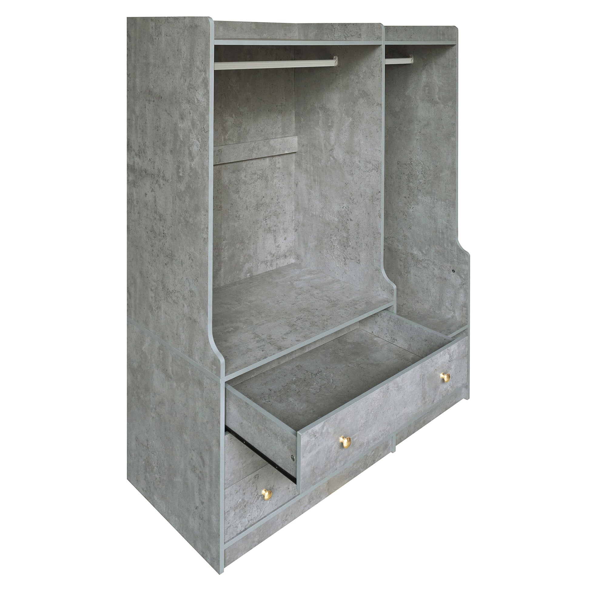 Open Wooden Wardrobe Storage For Bedroom, Gray Gray Particle Board