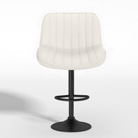 Modern Bar Stool Set Of 2, Adjustable Faux Leather Upholstered Swivel Counter Stools, Counter Height Barstools With Back For Kitchen Island White Metal