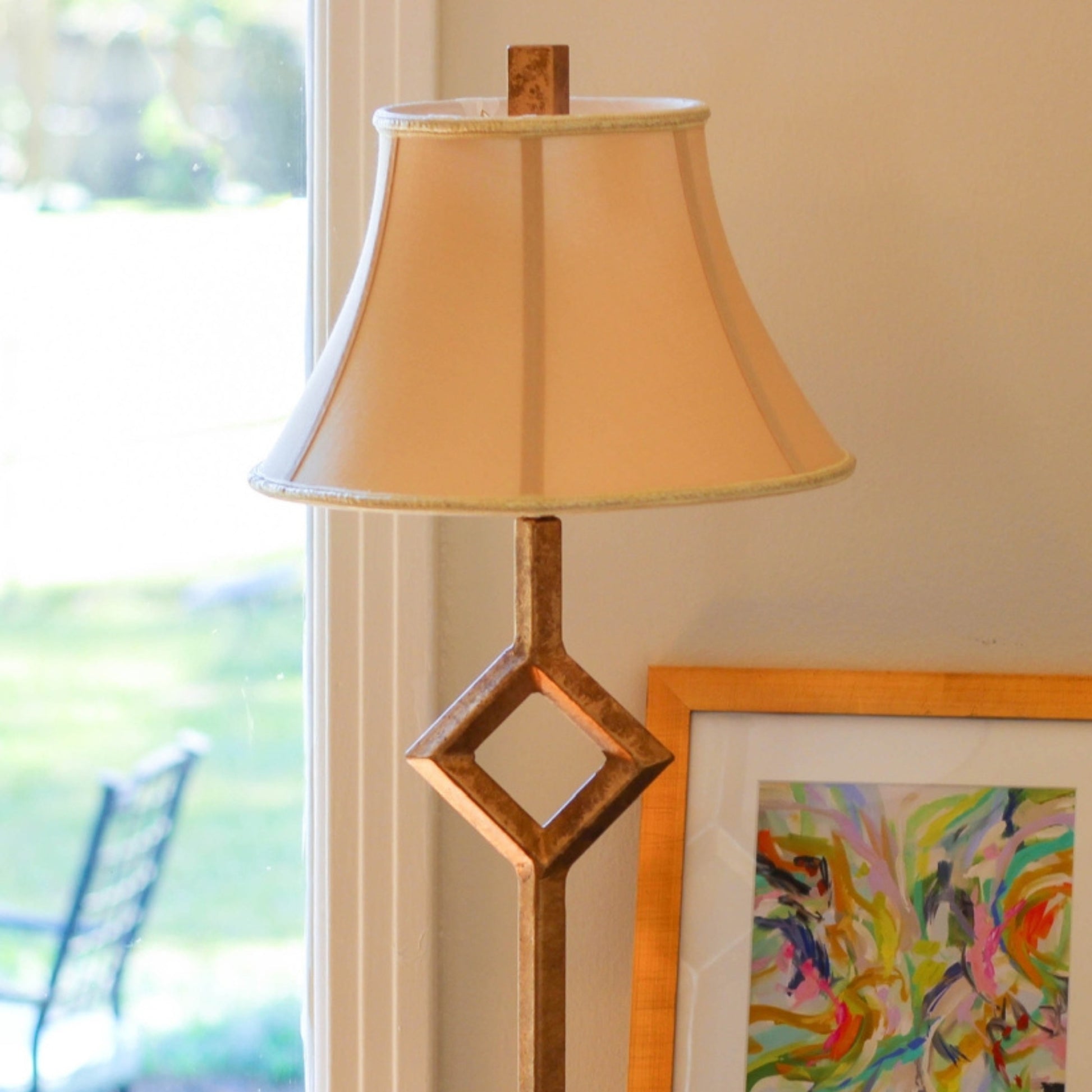 Slant Transitional Bell Softback Lampshade With Washer Fitter, Vintage Gold Gold Shantung