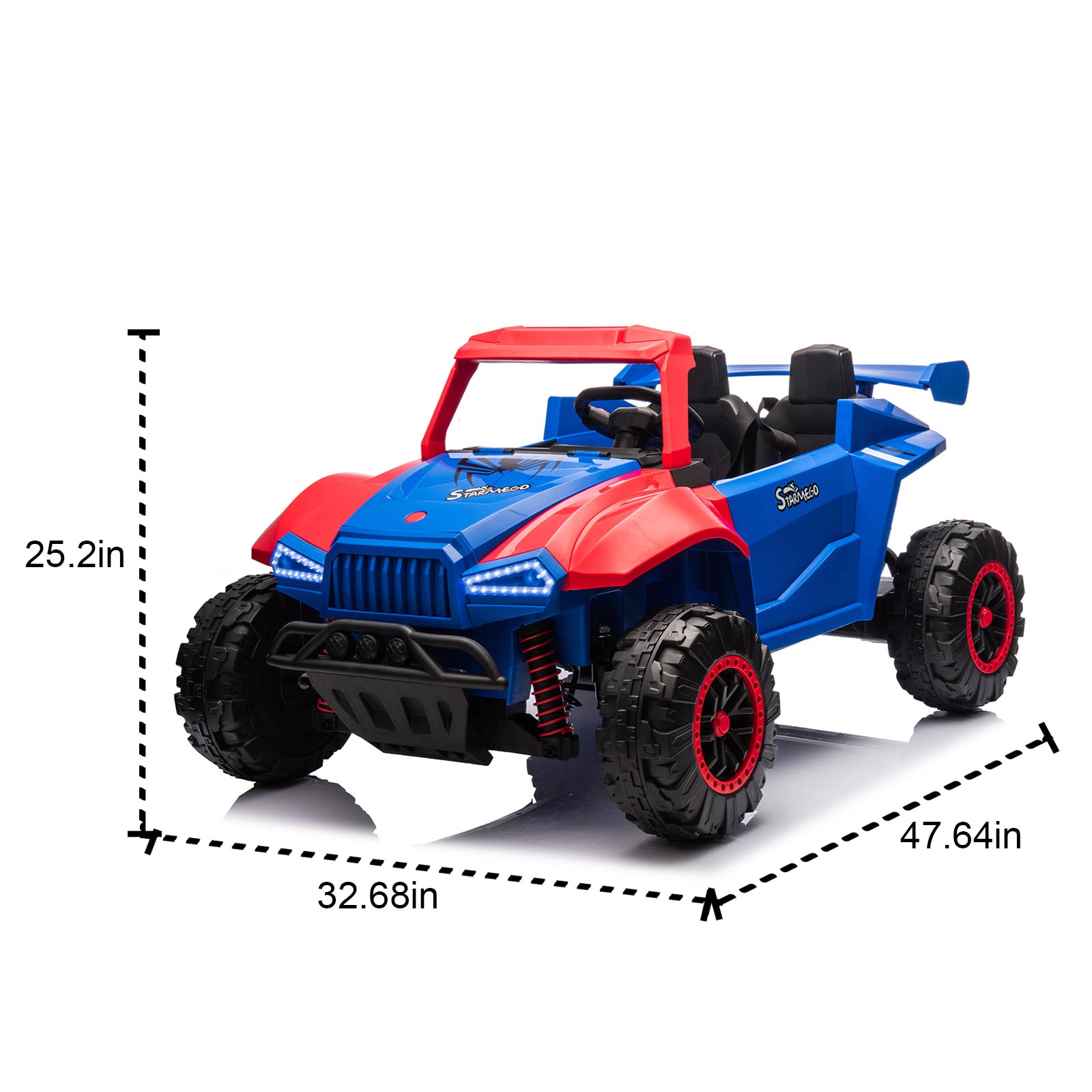 24V Two Seater Kids Ride On Electric Car W Parents Control,Seat Width 20.47In,2Wd,Four Wheel Suspension,The Police Car With A Megaphone,Power Display,Bluetooth,Mp3,Usb Tf,Music,Led Lights For Kids. Blue Red Polypropylene