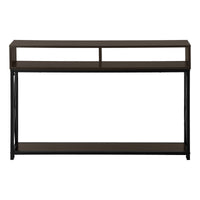 Accent Table, Console, Entryway, Narrow, Sofa, Living Room, Bedroom, Brown Laminate, Black Metal, Contemporary, Modern Espresso Metal