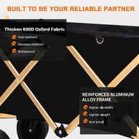 Aluminum Alloy Folding Wagon, Heavy Duty Utility Beach Wagon Cart For Sand With Big Wheels, Adjustable Handle&Drink Holders For Shopping, Camping,Garden And Outdoor Black Garden & Outdoor American Design Fabric Steel