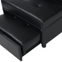 Folding Ottoman Sofa Bed Black Black Leather