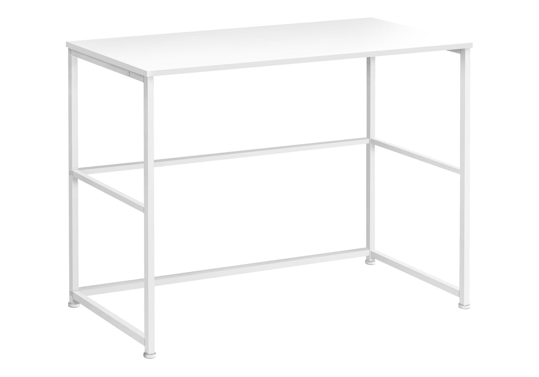 Computer Desk, Home Office, Laptop, Left, Right Set Up, Storage Drawers, 40"L, Work, White Laminate, White Metal, Contemporary, Modern White Particle Board