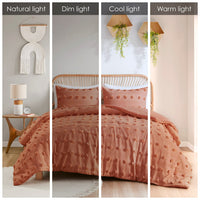 Clip Jacquard Comforter Set Queen Rust Polyester