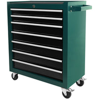 7 Drawer Rolling Tool Cart, Rolling Tool Box On Wheels, Lockable Home Repair Tool Storage Organizer, Tool Chest Cabinet For Mechanic, Garage Green Steel