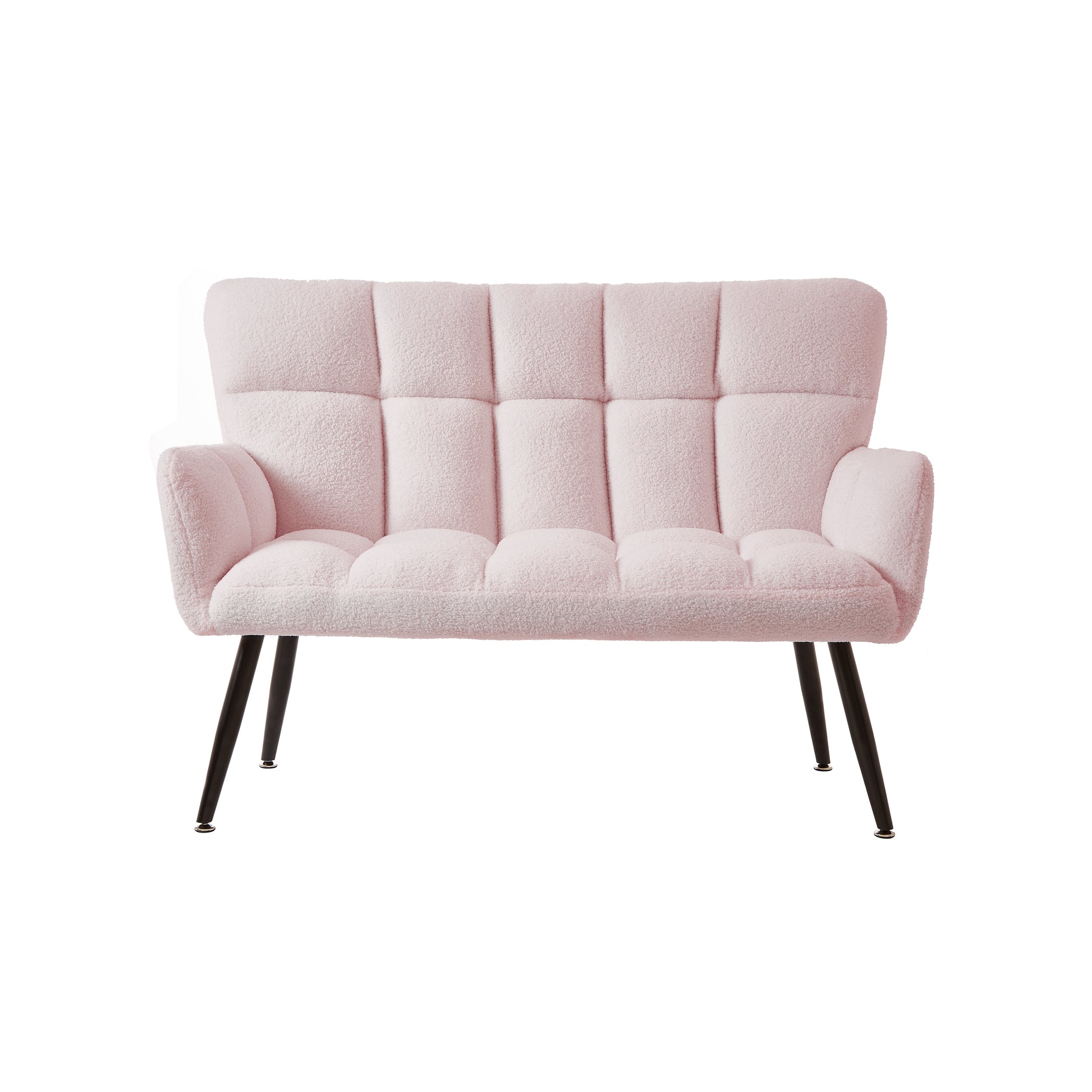 52'' Small Loveseat Sofa, Couch 2 Seater With Quilting Backs For Living Room, Bedroom And Small Space Color:Pink Pink Teddy