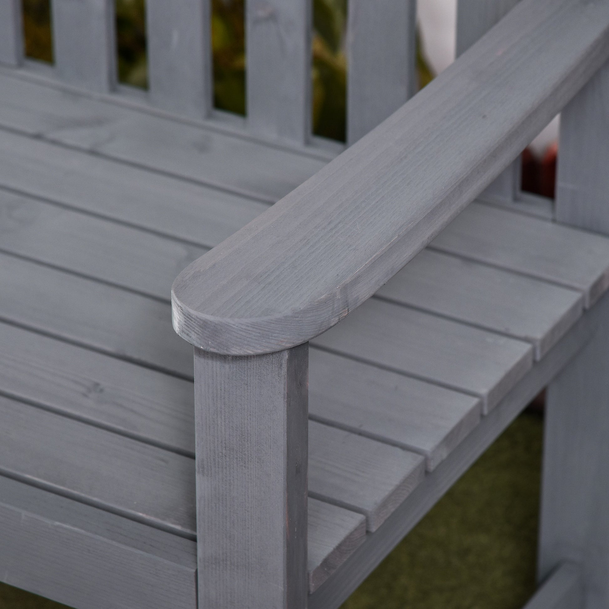 Outsunny 56" Outdoor Wood Bench, 2 Seater Garden Bench With Backrest And Armrest, Patio Bench For Patio, Porch, Poolside, Balcony, Gray Gray Wood