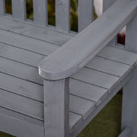 Outsunny 56" Outdoor Wood Bench, 2 Seater Garden Bench With Backrest And Armrest, Patio Bench For Patio, Porch, Poolside, Balcony, Gray Gray Wood