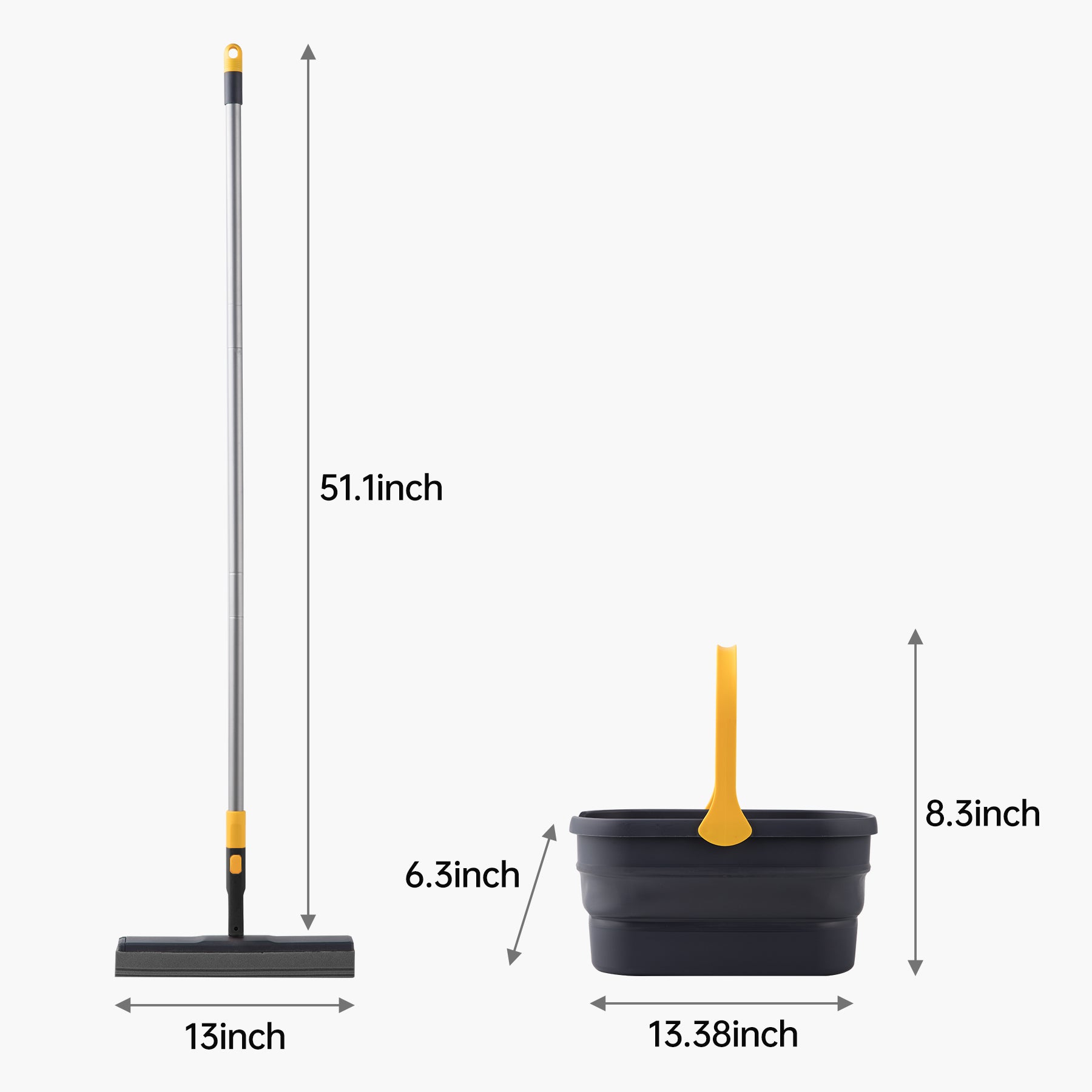 Collapsible Plastic Bucket Mop Bucket And Sponge Mop Kit Home Commercial Tile Floor Bathroom Garage Cleaning Grey Iron Plastic