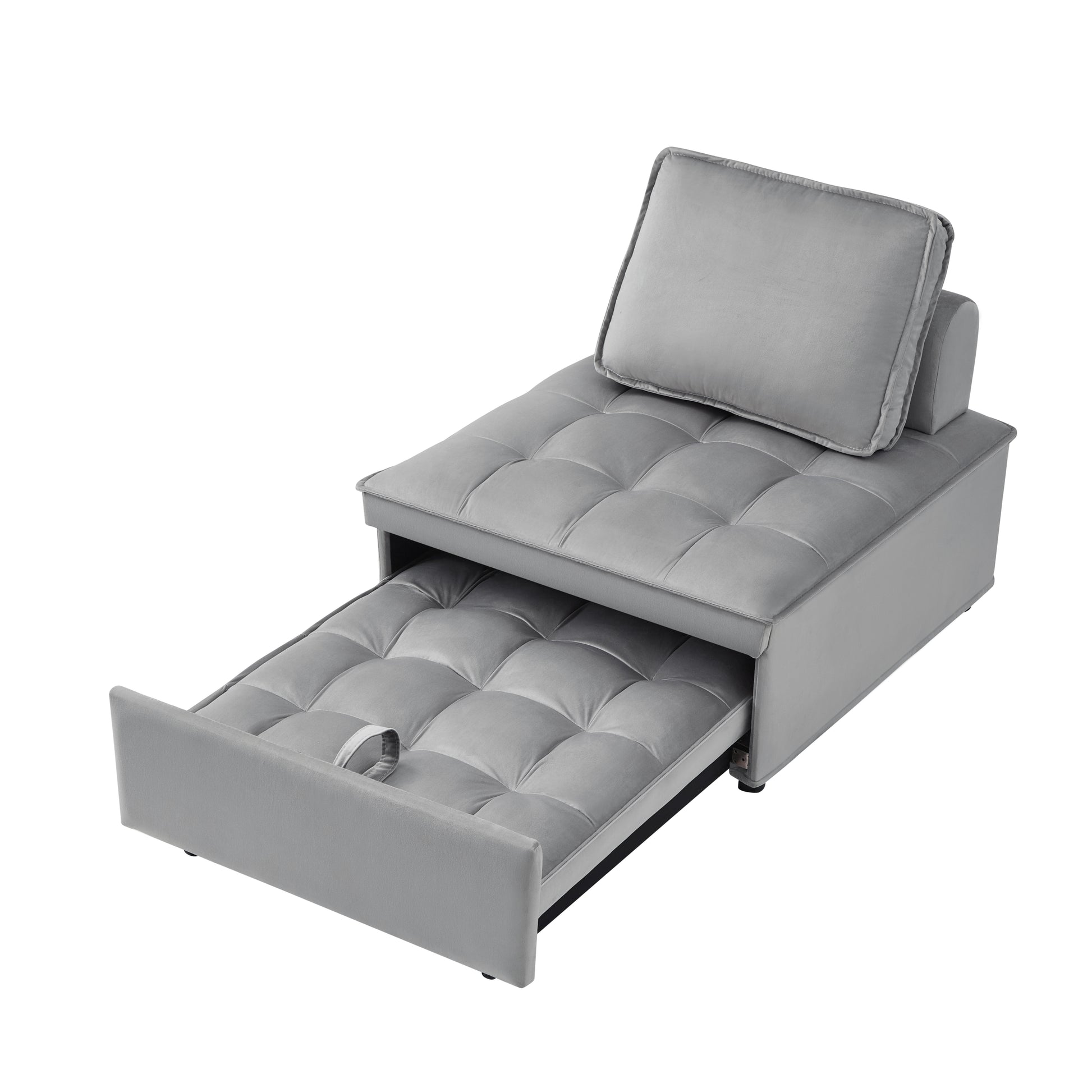 Sleeper Chair Bed Pull Out Chair Bed, Sofa Bed With Adjustable Backrest, Single Sleeper Sofa Comfy Chair For Living Room Apartment Gray Gray Velvet Foam Velvet 1 Seat