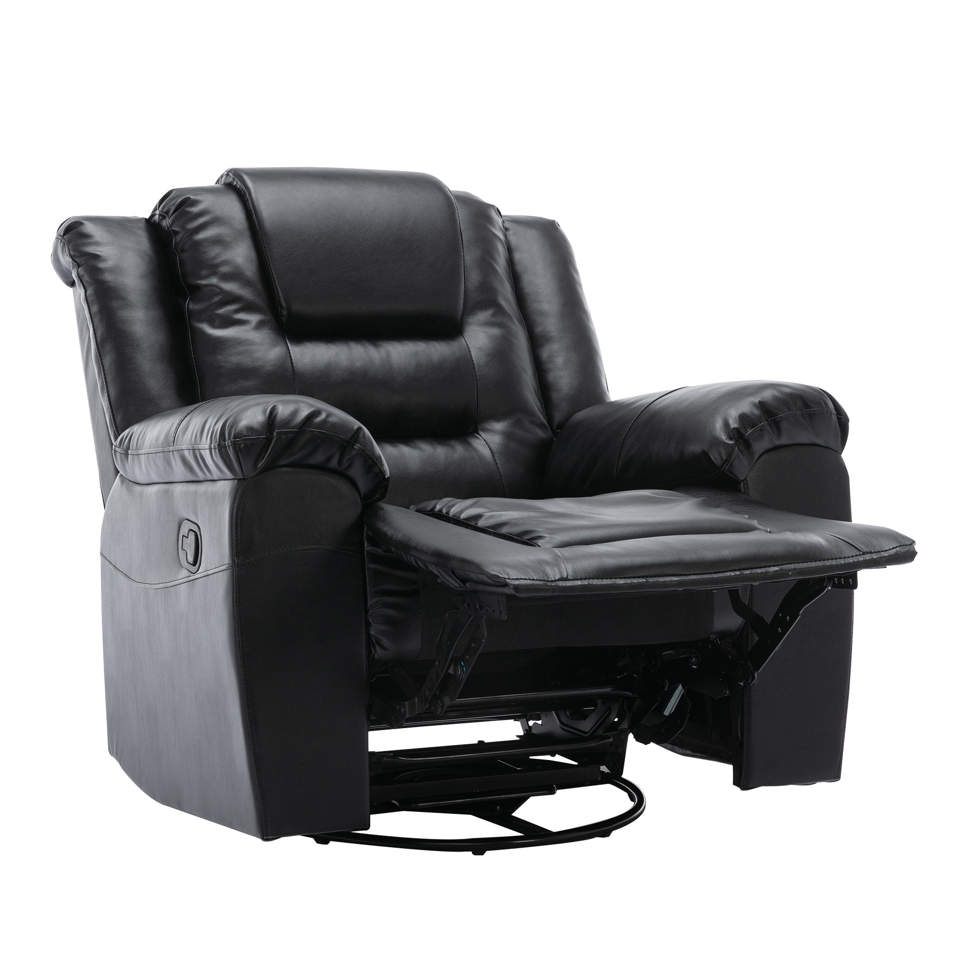 360 Swivel And Rocking Home Theater Recliner Manual Recliner Chair With Wide Armrest For Living Room,Bedroom, Black Old Sku:Pp302953Aab Black Foam Pu