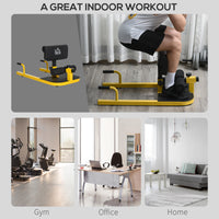 Soozier 3 In 1 Padded Push Up Sit Up Deep Sissy Squat Machine Home Gym Fitness Equipment, Yellow Yellow Steel