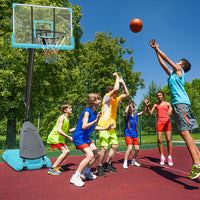 Height Adjustable Basketball Hoop, 7.5 To 10Ft Adjustable Basketball Stand With 44 Inch Backboard, Portable Basketball Goal System With Stable Base And Wheels Blue Balls Sports Black Blue Portable Garden & Outdoor Training Support Iron