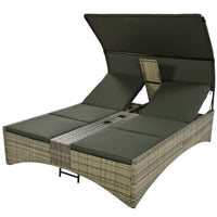 Patio Daybed Outdoor Daybed Outdoor Rattan Sun Lounger With Shelter Roof With Adjustable Backrest, Storage Box And 2 Cup Holders For Patio, Balcony, Poolside,Grey Yes Grey Seats 2 Water Resistant Frame Water Resistant Cushion Garden & Outdoor Sectional