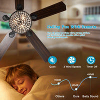 Modern Design Living Room 52 Inch Decorative Crystal Chandelier Ceiling Fan With Light Matt Black American Design,American Traditional,Antique,Classic Plywood Iron