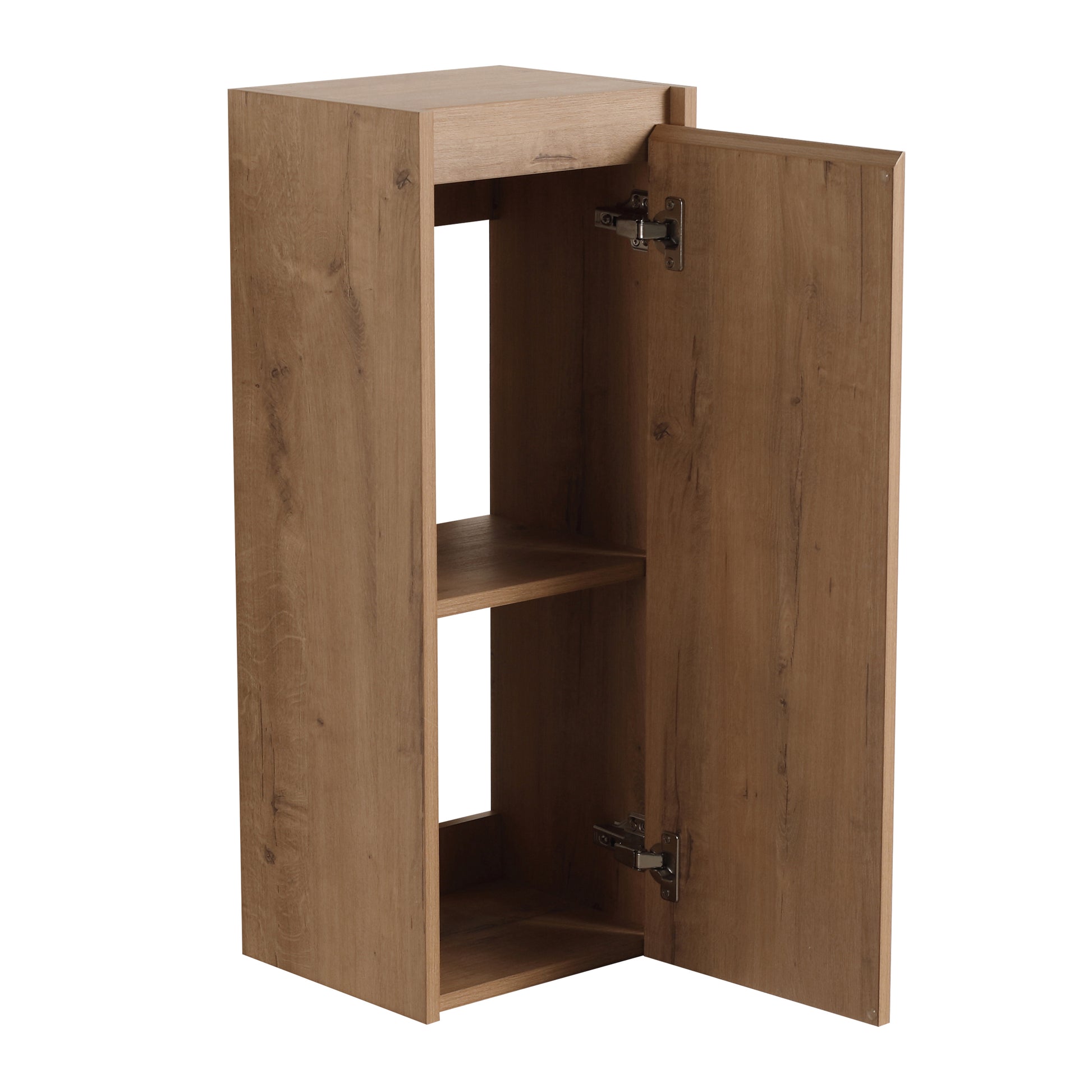 12" Bathroom Side Cabinet, 3 Soft Close Doors, Float Mounting Design, 12*3 Kd Packing Imitative Oak 3 Bathroom Wall Mounted Modern Plywood Plywood