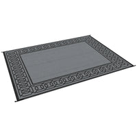 Outsunny Reversible Outdoor Rug, 9' X 12' Waterproof Plastic Straw Floor Mat, Portable Rv Camping Carpet, Large Floor Mat For Backyard, Deck, Picnic, Beach, Black & Gray Border Black Grey Plastic