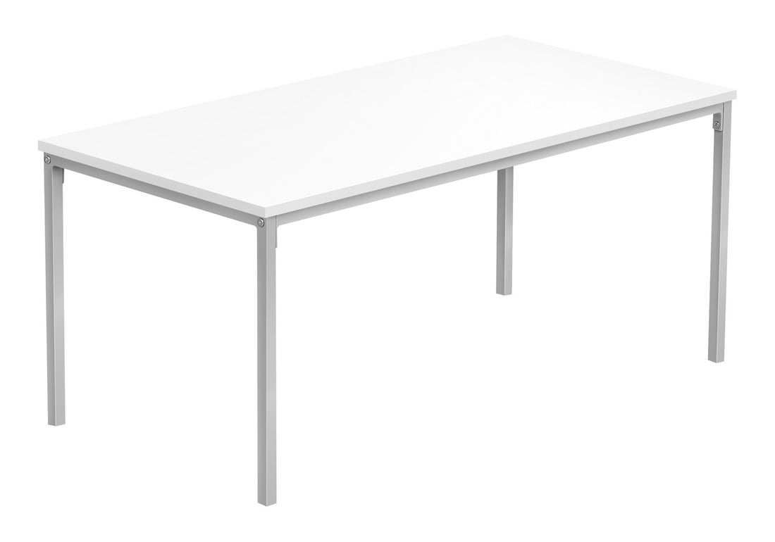 Coffee Table, Accent, Cocktail, Rectangular, Living Room, 40"L, White Laminate, Grey Metal, Contemporary, Modern White Mdf