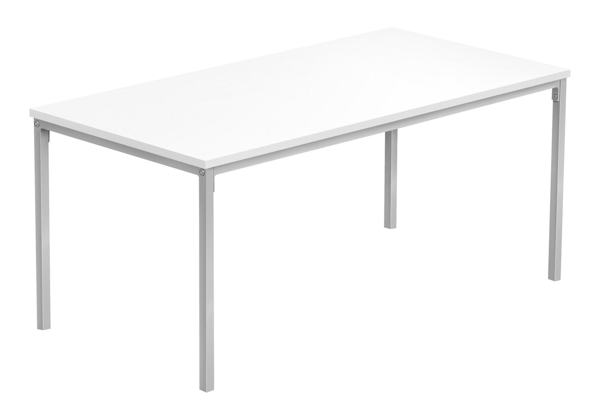 Coffee Table, Accent, Cocktail, Rectangular, Living Room, 40"L, White Laminate, Grey Metal, Contemporary, Modern White Mdf