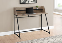 Computer Desk, Home Office, Laptop, Storage Shelves, 48"L, Work, Brown Laminate, Black Metal, Contemporary, Modern Taupe Particle Board