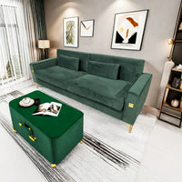 Fx P18 Rg2 Sofa Luxury Emerald Green Velvet Sofa With Gold Accents Modern 3 Seat Couch With Plush Cushions, Perfect For Living Room And Office Decor Retro Green Velvet 2 Seat