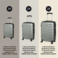 Luggage Suitcase 3 Piece Sets Hardside Carry On Luggage With Spinner Wheels 20" 24" 28" Cement Grey Abs