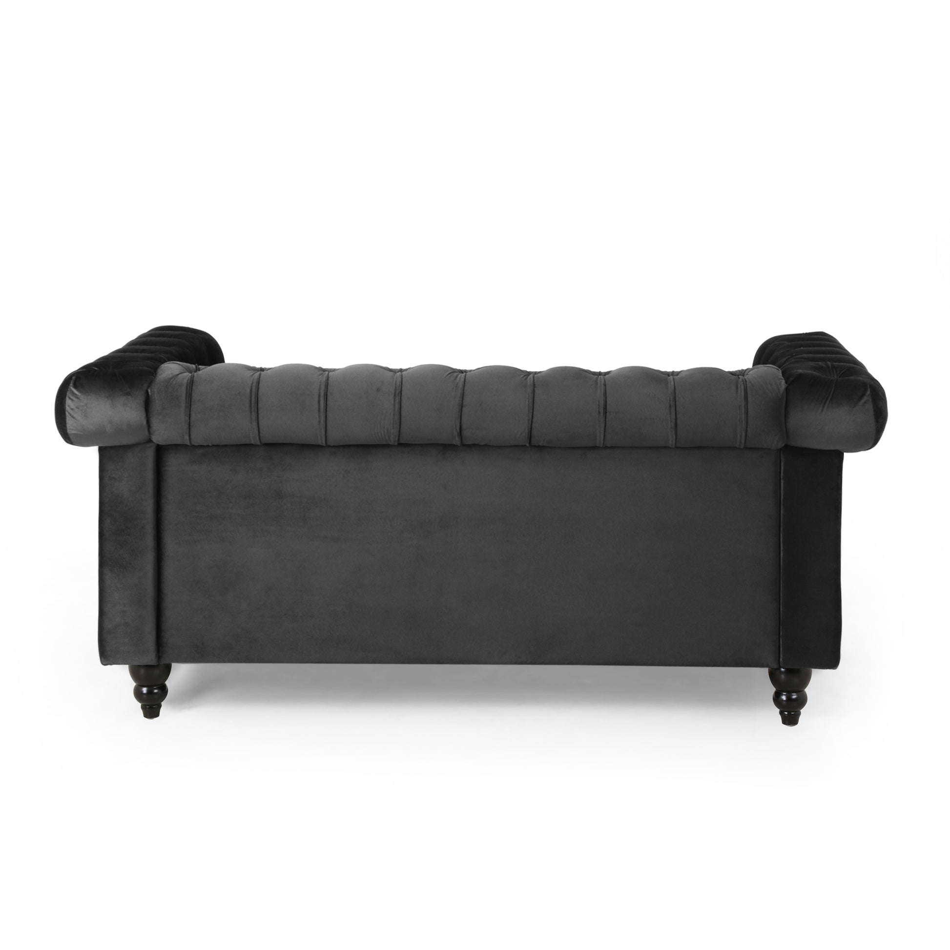 Seat Sofa Black Wood Primary Living Space Tufted Back American Traditional Rolled Arms Foam Velvet