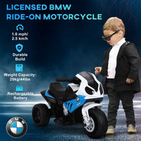 Aosom 6V Kids Motorcycle Licensed Bmw, Toddler Motorcycle With Headlight, Music, 3 Wheeled Electric Motorcycle For Kids, Gift For Boys & Girls, Blue Blue Plastic