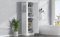 Tall Bathroom Storage Cabinet, Freestanding Storage Cabinet With Hook And Adjustable Shelf, Mdf Board, White White 2 Mdf