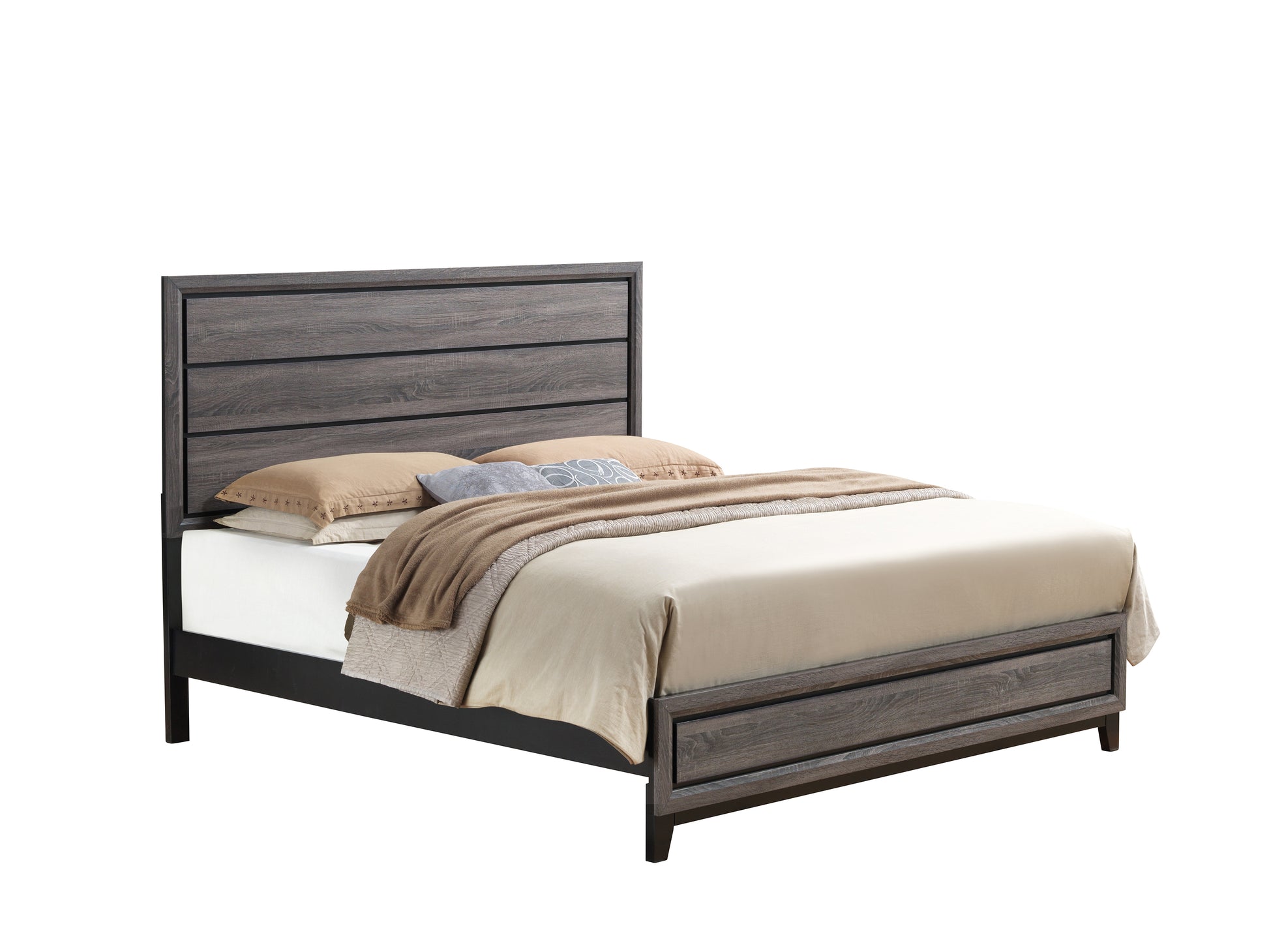 Mirage Grey Full Bed Black Gray Rubber Wood