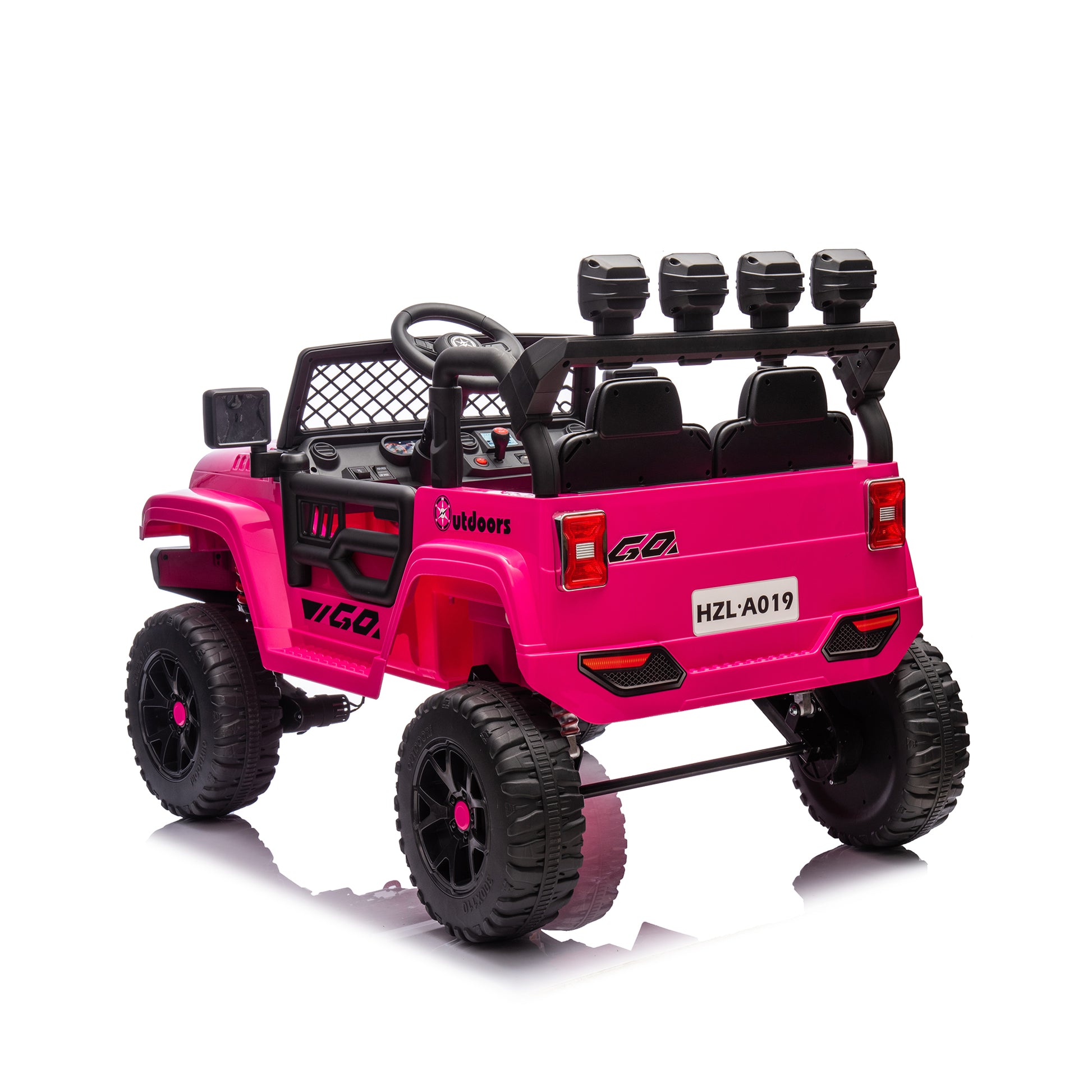 Pink,24V 2 Seater Ride On Truck Car, 4Wd Motors, With 2.4G Remote Control,Metal Suspension,Soft Start,Music, Led Light,Outdoor Off Road Electric Car,Toys Gifts Pink 100 149 Lbs Iron Plastic Iron