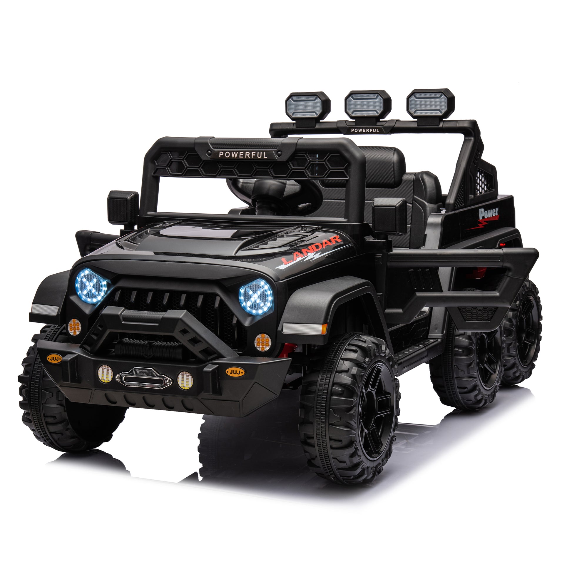 24V Ride On Large Pickup Truck Car For Kids,Ride On 4Wd Toys With Remote Control,Parents Can Assist In Driving,Bluetooth Music Version,Pickup Truck Design With Spacious Storage In The Rear. Black Polypropylene