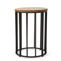 Atkins 15" Side Table Natural Metal & Wood