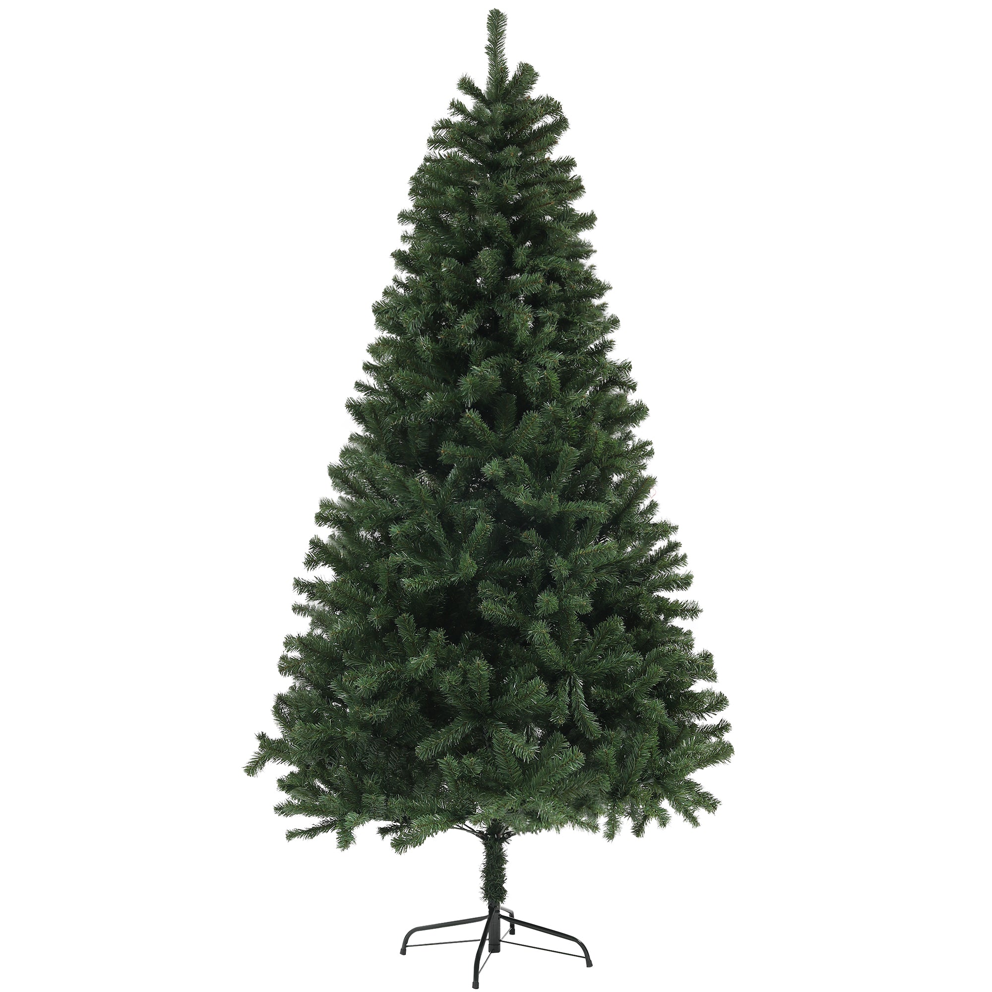 Homcom 7.5Ft Artificial Christmas Tree, Xmas Tree With 1346 Branch Tips, Auto Open, Holiday D Cor With Steel Base For Home Office, Green Green Steel