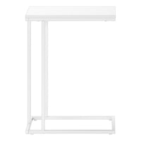 Accent Table, C Shaped, End, Side, Snack, Living Room, Bedroom, White Laminate, White Metal, Contemporary, Modern White Mdf
