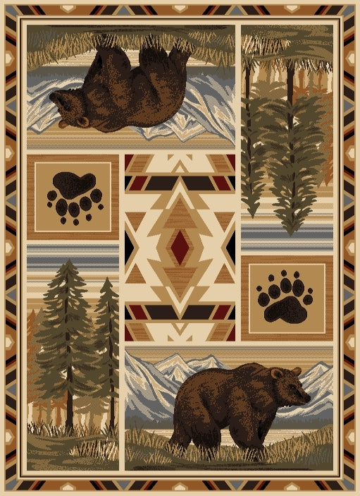 Woodland Gc Rst5301 Multi 2 Ft. 7 In. X 7 Ft. 3 In. Lodge Area Rug Cream Polypropylene