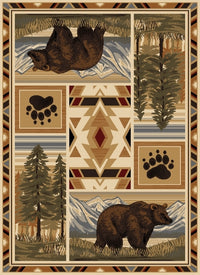 Woodland Gc Rst5301 Multi 2 Ft. 7 In. X 7 Ft. 3 In. Lodge Area Rug Cream Polypropylene