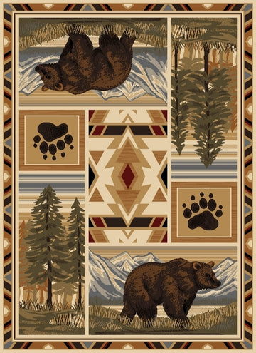 Woodland Gc Rst5301 Multi 7 Ft. 10 In. X 10 Ft. 3 In. Lodge Area Rug Cream Polypropylene