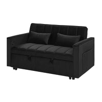 54.33 Inch Versatile Foldable Sofa Bed In 3 Lengths, Modern Sofa Sofa Sofa Velvet Pull Out Bed, Adjustable Back Black Black Velvet Wood Primary Living Space Medium Soft Cushion Back Delicate Duty