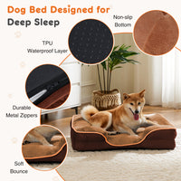 Memory Foam Pet Bed For Small Dogs & Cats With Washable Removable Cover Non Slip Base Waterproof Liner Egg Crate Foam For Improved Sleep, Brown,Extra Large Brown Fabric