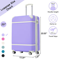 20 In Luggage 1 Piece With Tsa Locklightweight Suitcase Spinner Wheels,Carry On Vintage Luggage,Purple Purple Abs