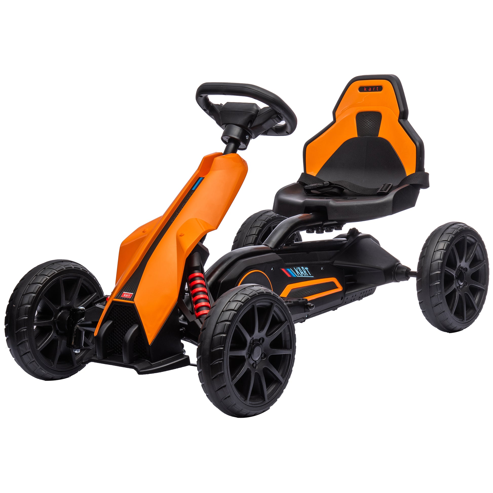 Aosom 12V Electric Go Kart For Kids, Outdoor Ride On Toy With Forward Backward Drive & Adjustable Speed, Gift For Child 3 8 Years Old, Orange Orange Plastic